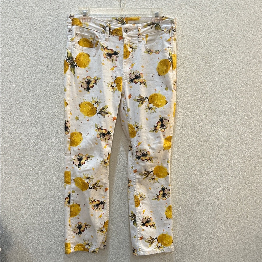 Anthropologie Pilcro Lemon Print Jeans High Rise Bootcut Size 28 - Picture 2 of 13